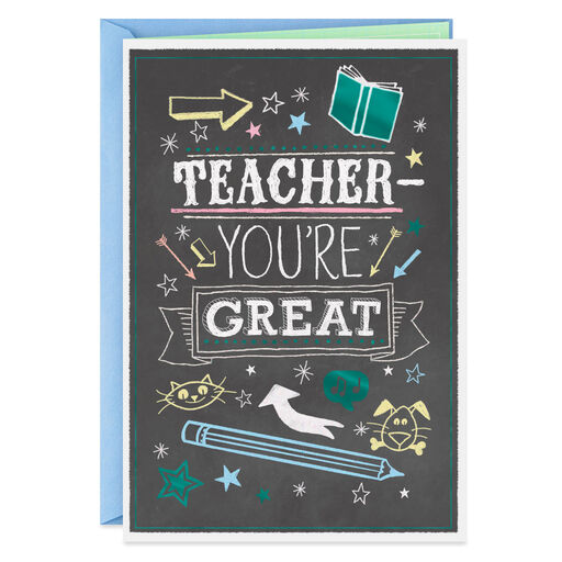Chalkboard Doodles Thank-You Card for Teacher, 