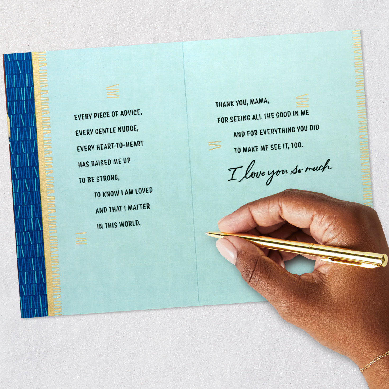 Tropical Leaves Mama Mother's Day Card From Son signing card image number 7