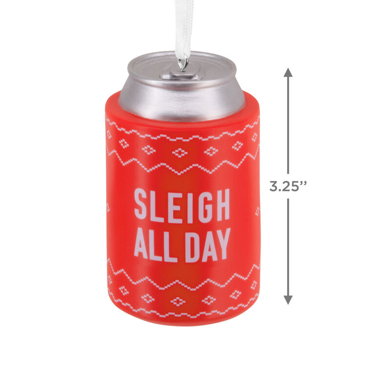 Sleigh All Day Red Can Koozie Christmas Ornament measurement image number 3
