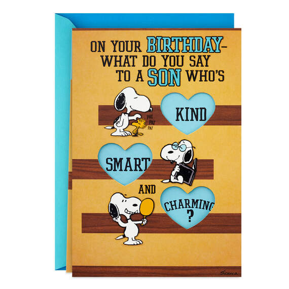 Peanuts® Snoopy Kind, Smart and Charming Birthday Card for Son, , large image number 1