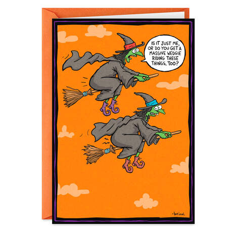 Witches With Wedgies Funny Halloween Card, , large