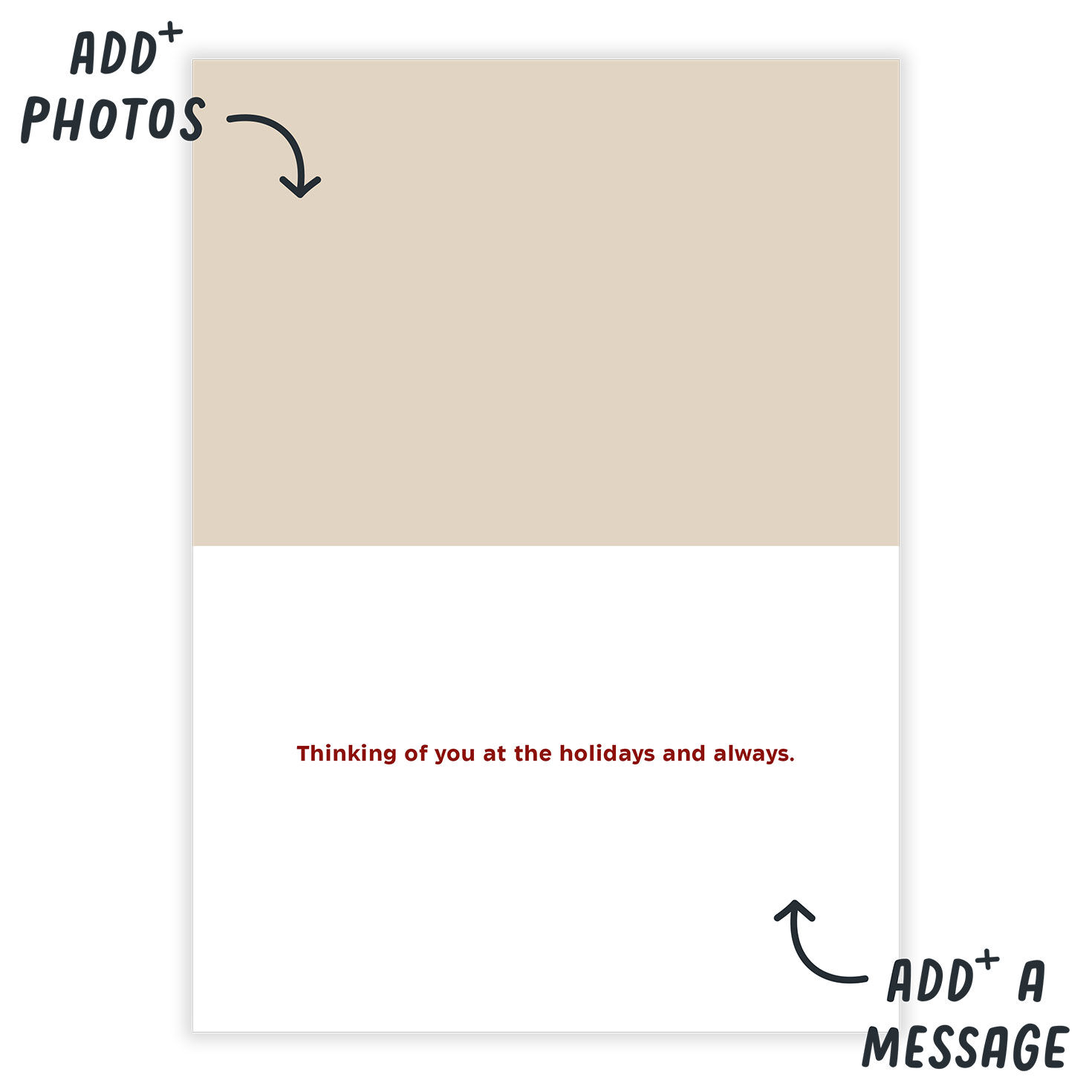 Red Vintage Design Personalized Christmas Card Open Card indicating personalization image number 3