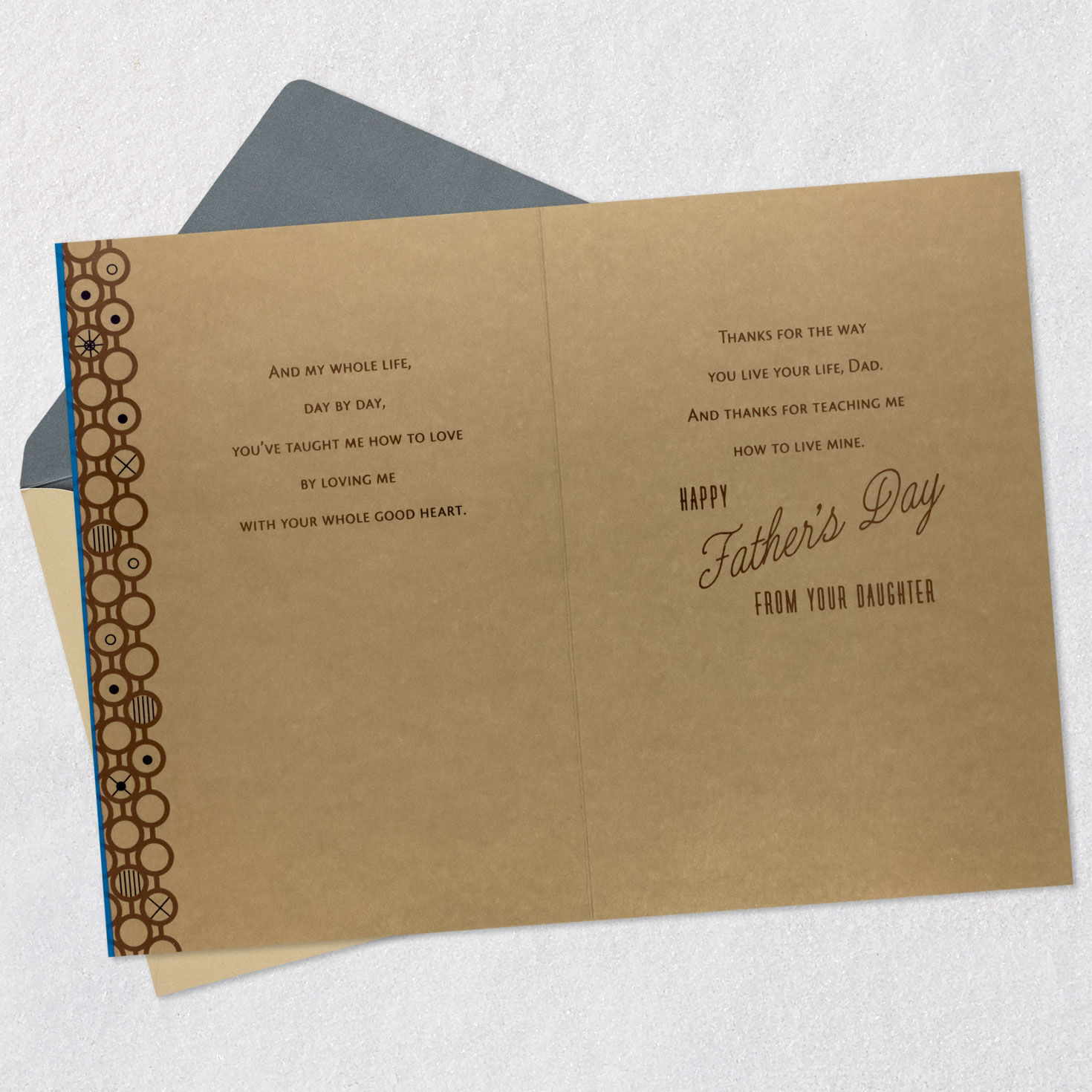 Banner on Blue and Silver Dad Father's Day Card From Daughter Open card with envelope image number 4