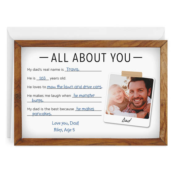 Personalized All About Dad Fun List Love Photo Card