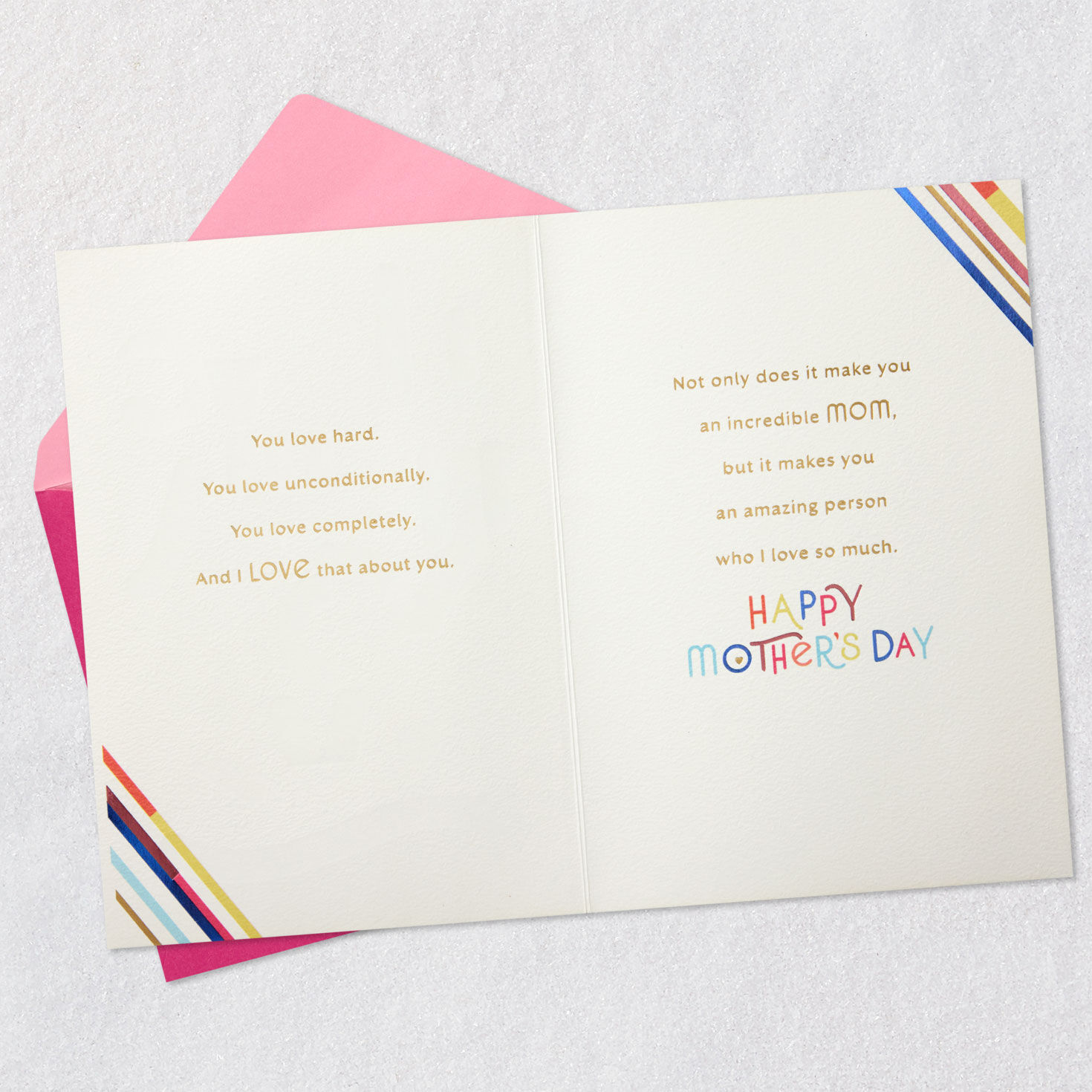 Rainbow Modern Lettering Romantic Mother's Day Card Open card with envelope image number 4