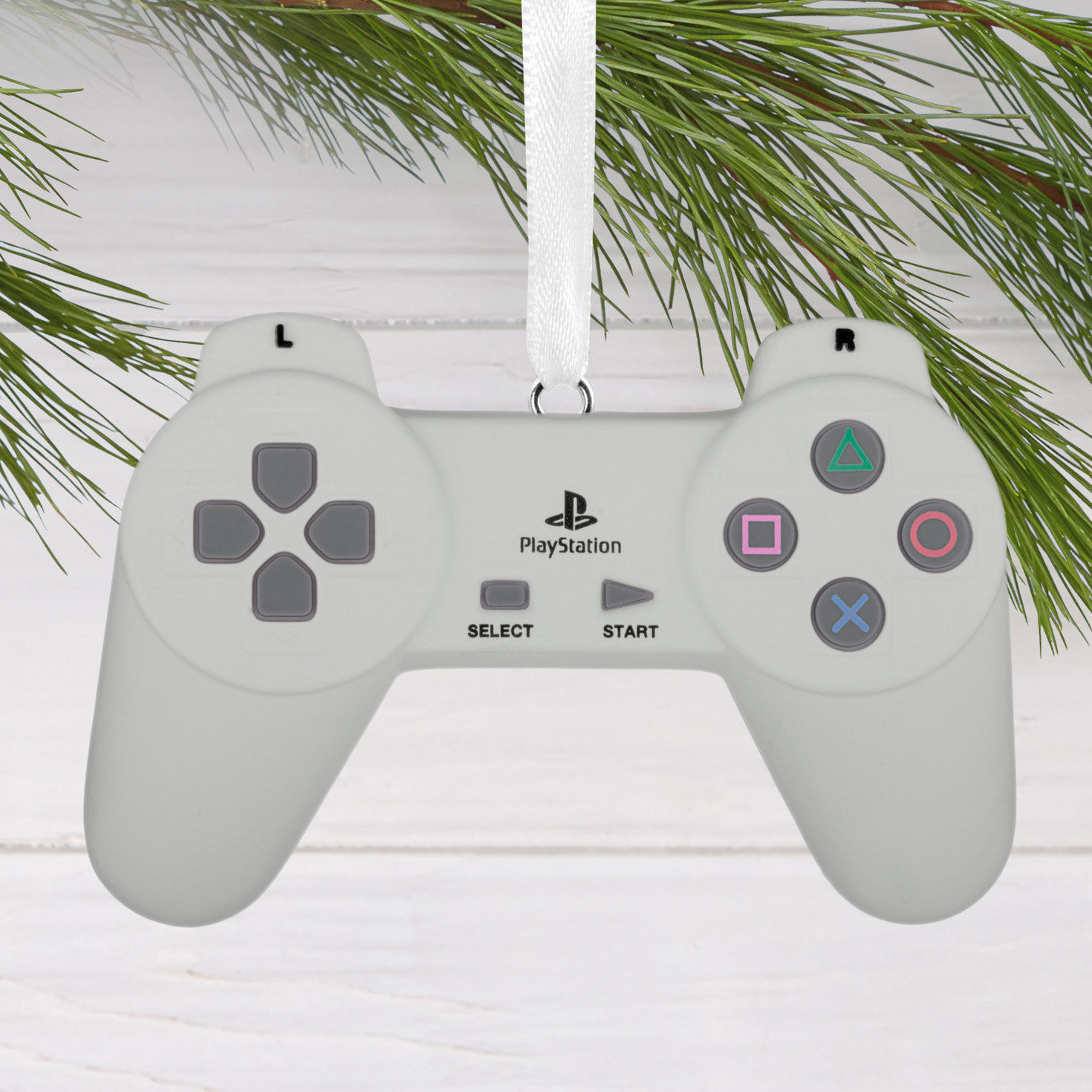 White Video Game Controller Christmas Ornament hanging on tree image number 2