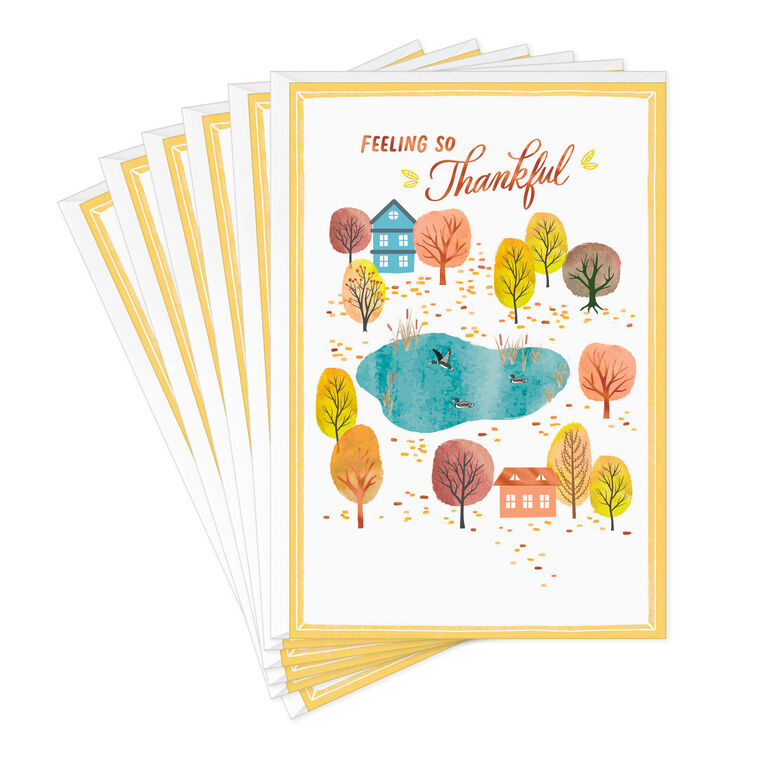 Rustic Landscape With Pond Thanksgiving Cards Pack Card Fronts fanned image number 1