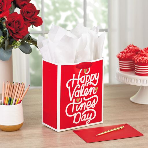 9.6" Happy Valentine's Day Script Gift Bag, 