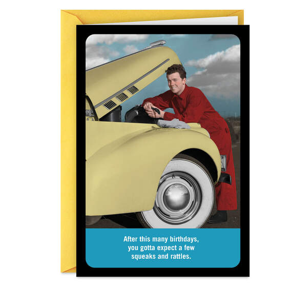 Car Mechanic Squeaks and Rattles Funny Birthday Card, , large image number 1