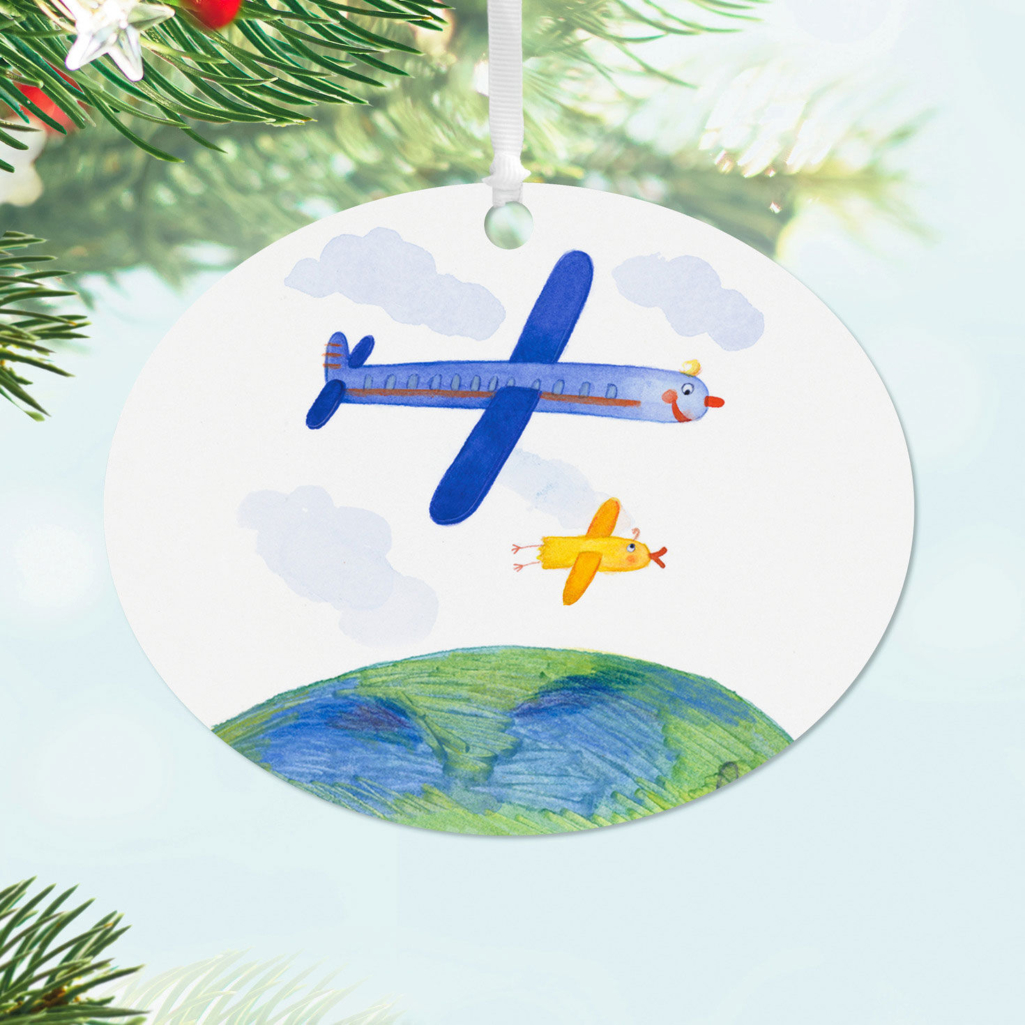 Design-Your-Own Horizontal Oval Metal Personalized Ornament, Custom Photo, , large image number 2