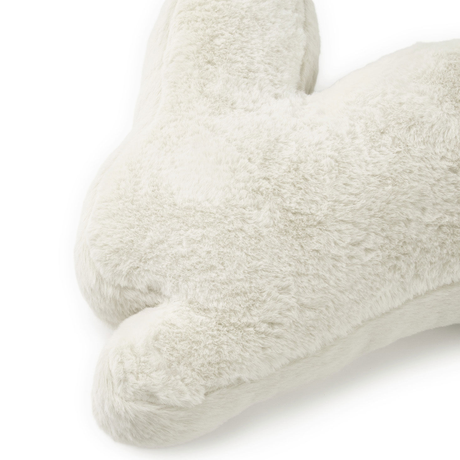 Bunny Shaped White Faux Fur Pillow Easter Decor upclose view image number 5