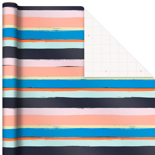 Colorful Painted Stripes Wrapping Paper, 17.5 sq. ft., 