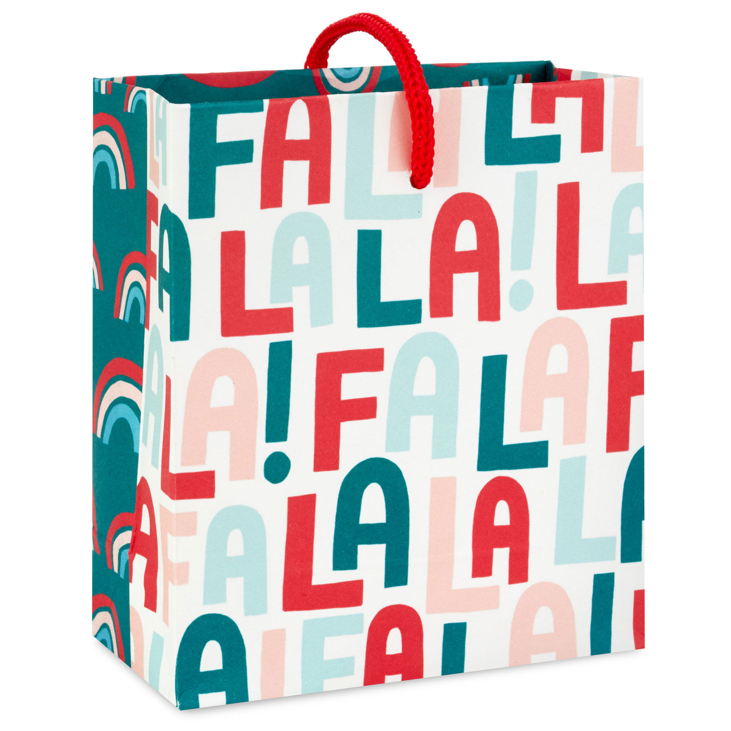 4.6" Colorful Fa La La Christmas Gift Card Holder Mini Bag