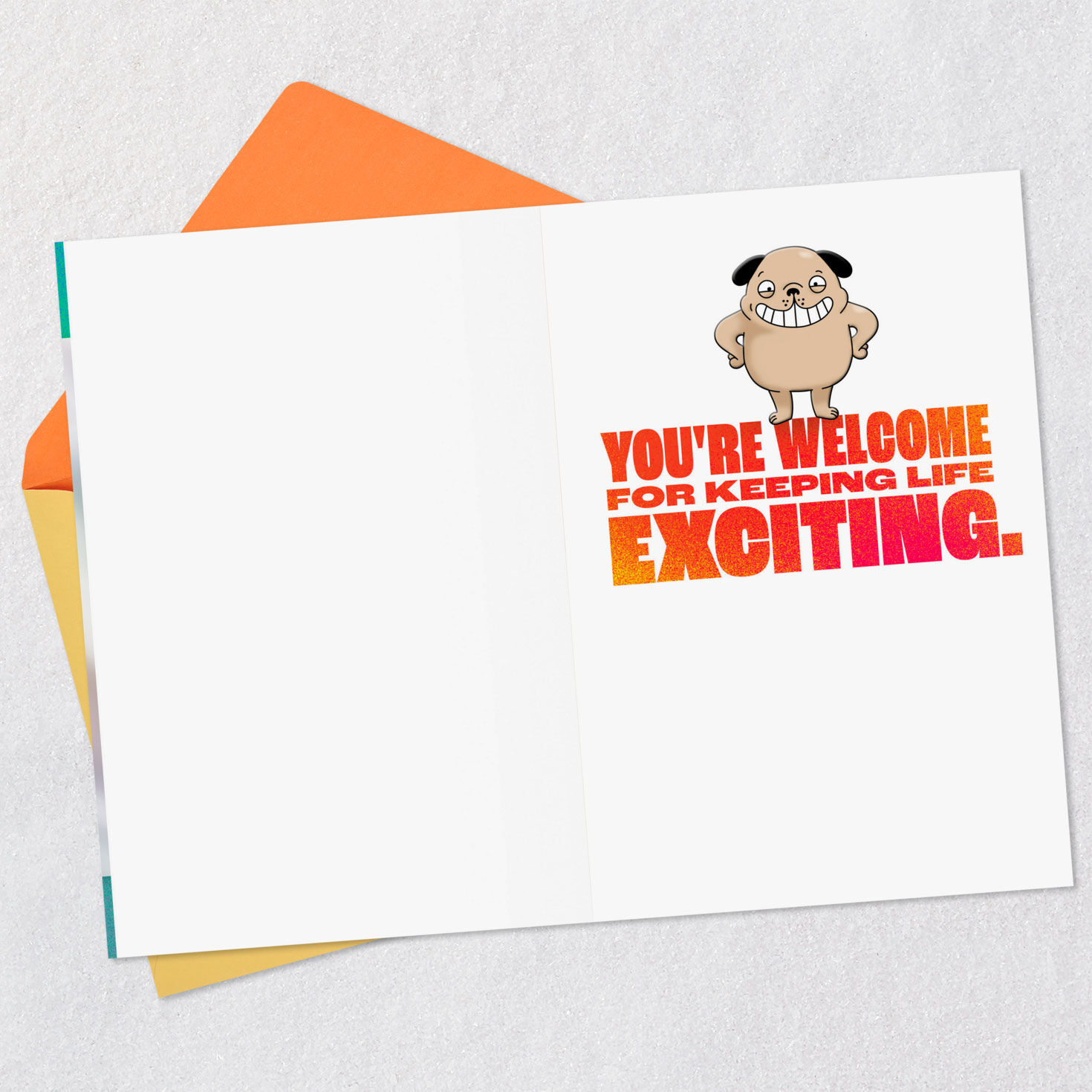 Bold Lettering and Dog Belated Birthday Card Open card with envelope image number 3