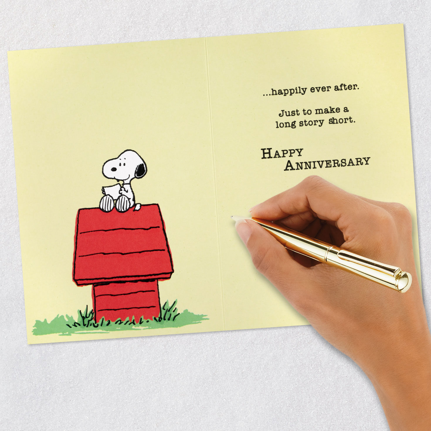 Snoopy at Typewriter Anniversary Card Signing card image number 6
