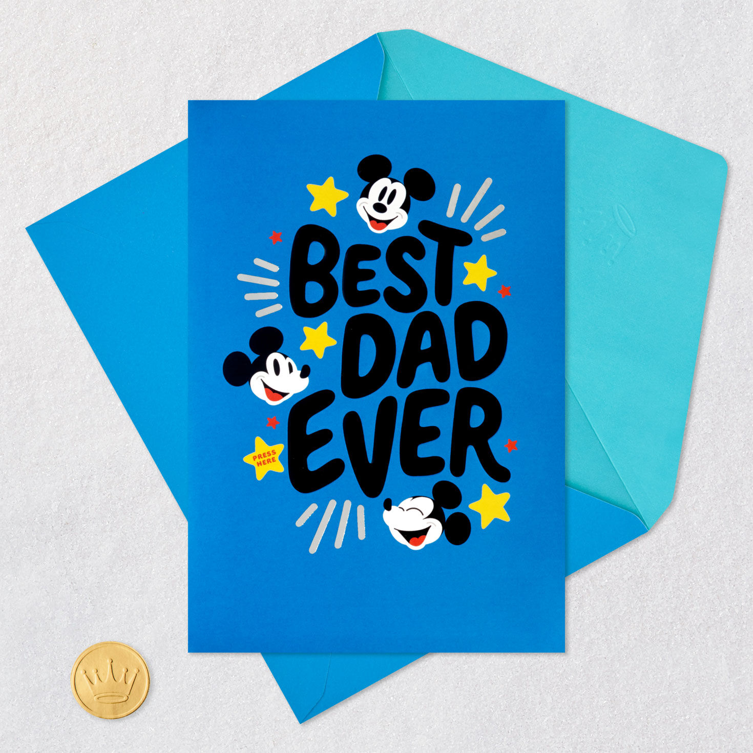 Mickey Mouse Dad Father's Day Card With Music Card Front with Envelope and Gold Seal image number 5