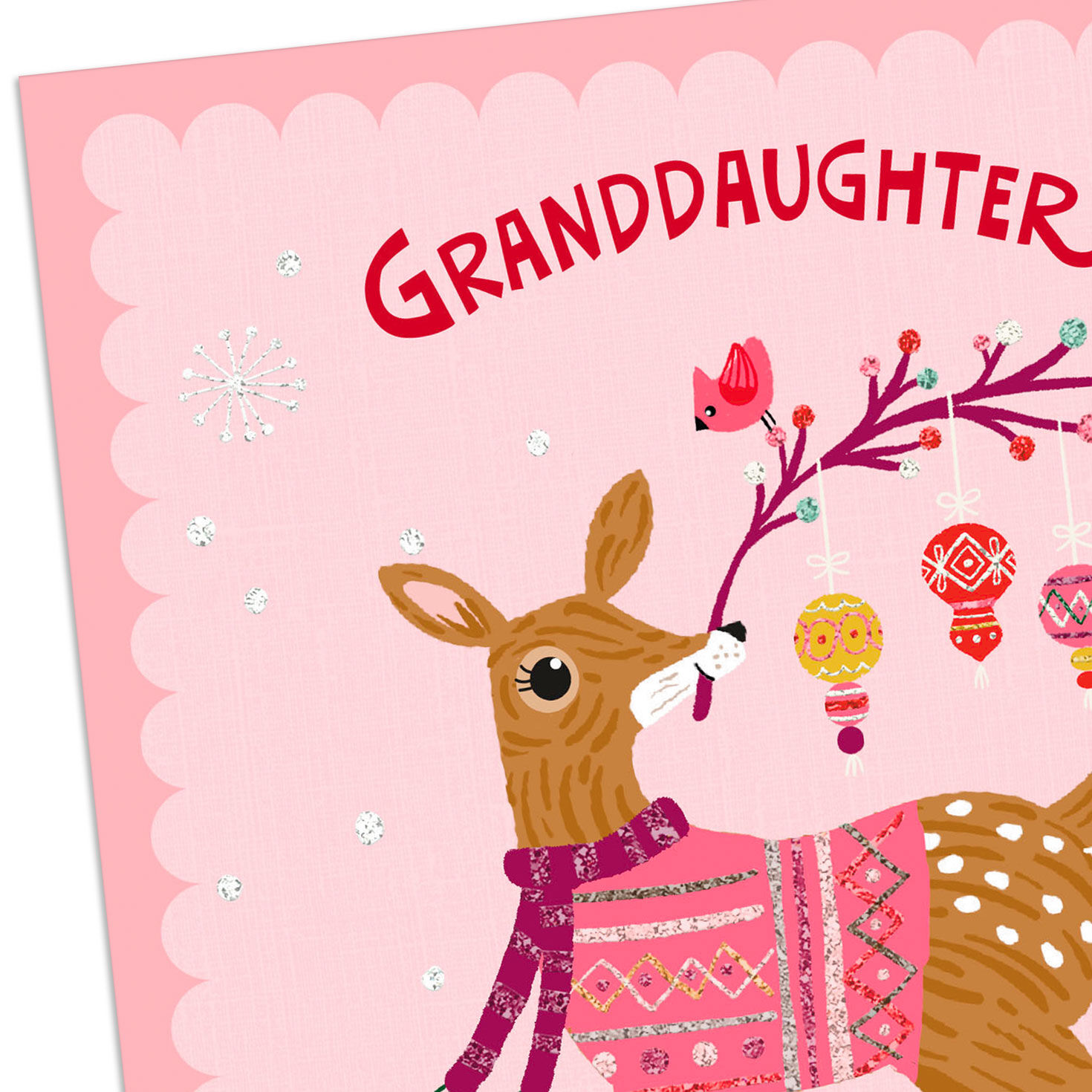 Deer in Pink Sweater Christmas Card for Granddaughter for only USD 0.99 | Hallmark