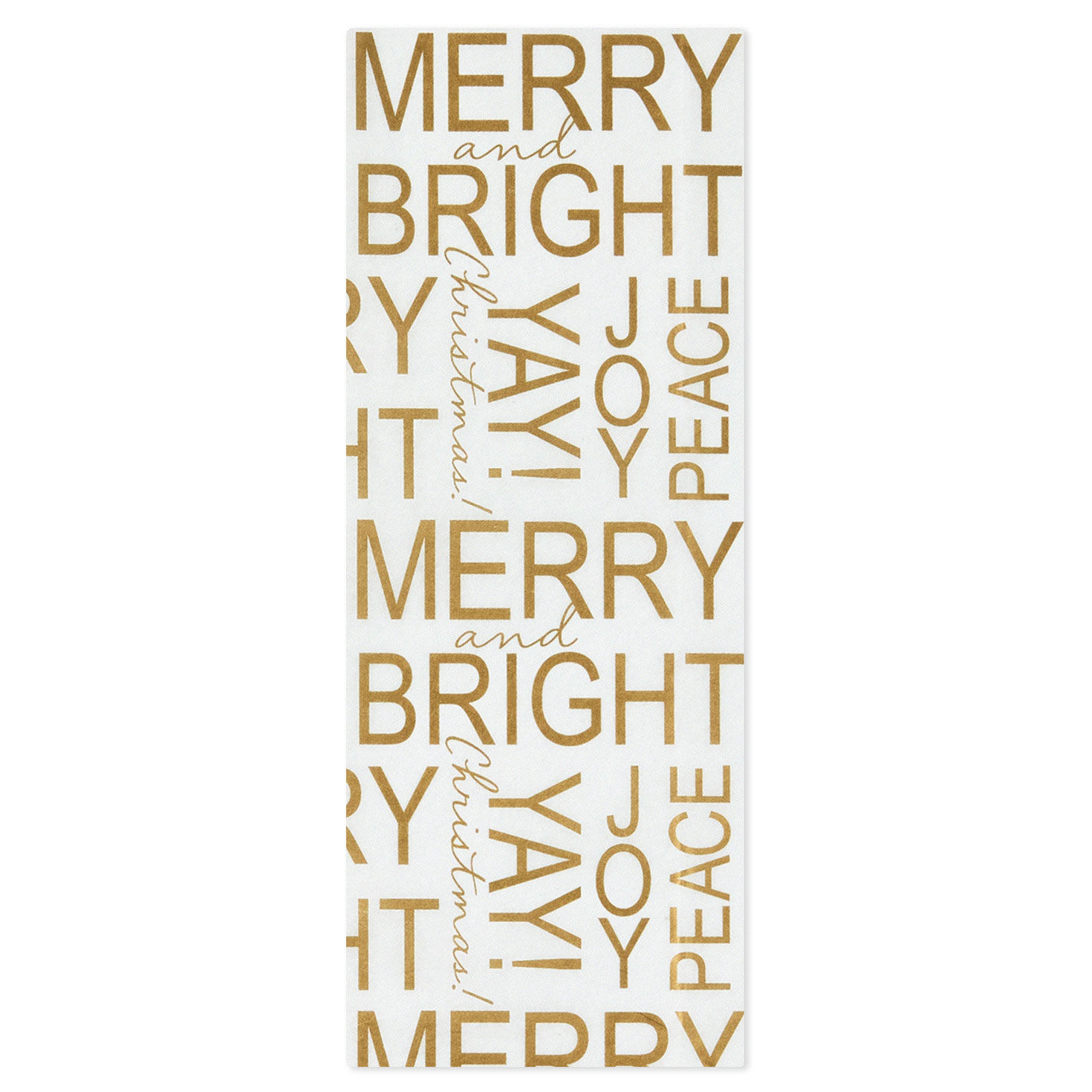 Gold Messages on White Christmas Tissue Paper, 6 sheets