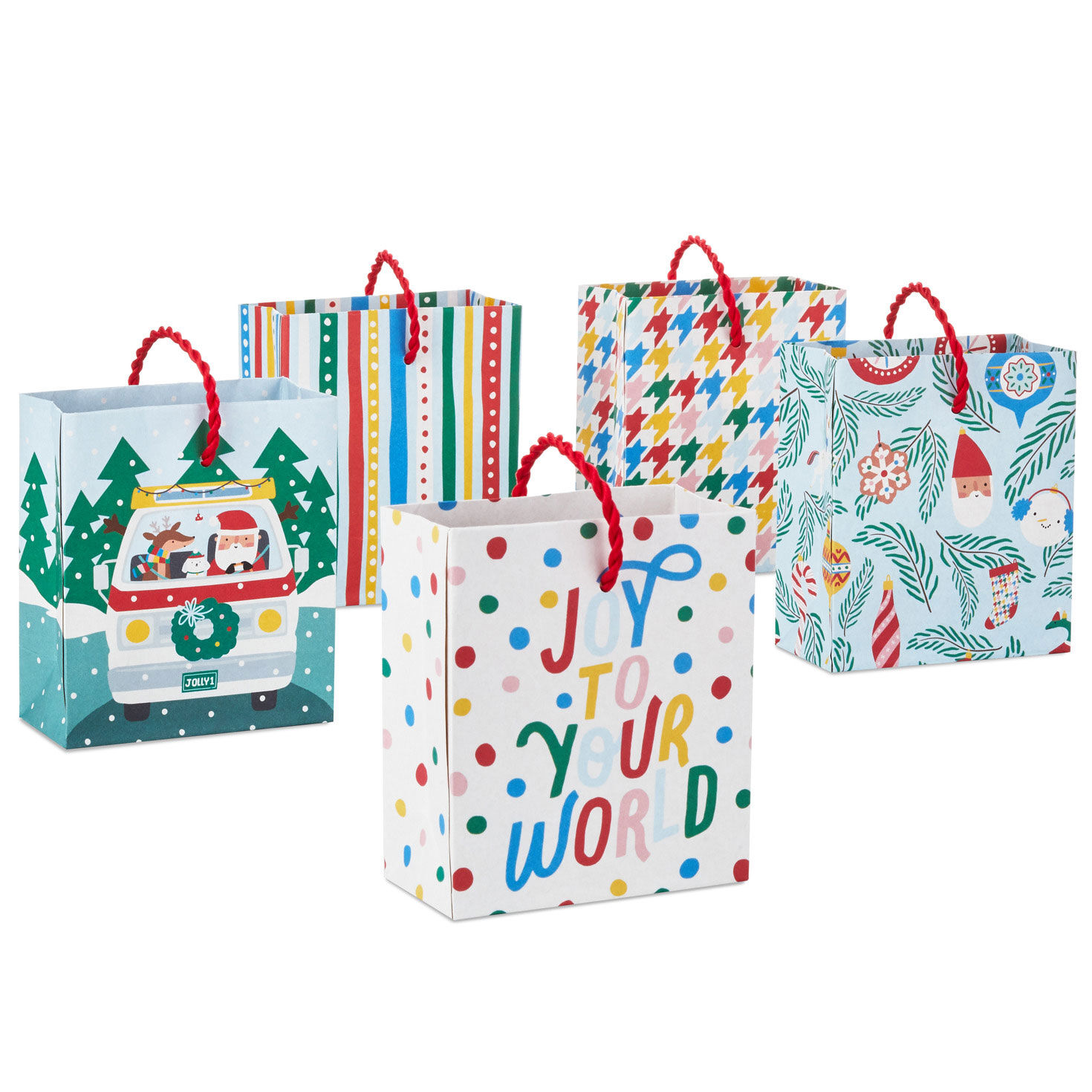 4.6" Fun 5-Pack Assortment Christmas Gift Card Holder Mini Bags