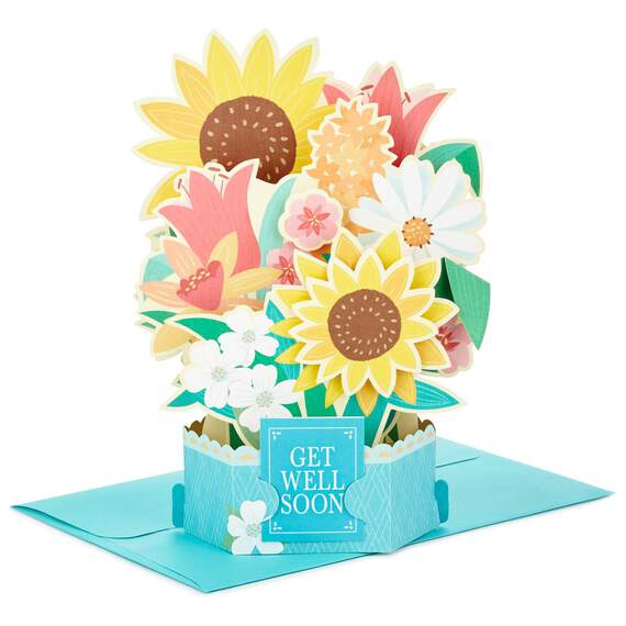 Sunflower Bouquet Pop Up Get Well Card, , large image number 1