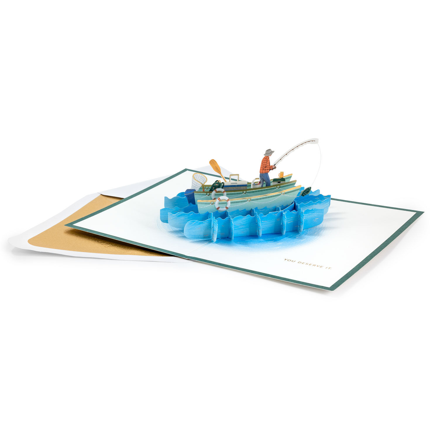 Fishing Boat Pop-Up Father's Day Card popped open card with envelope image number 2