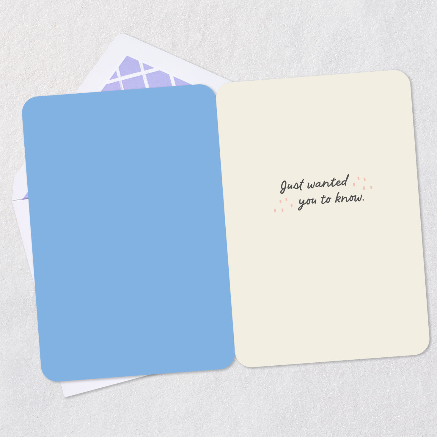 Blue Hand-Lettered Miss You Card Open card with envelope image number 3