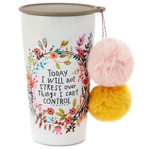 Natural Life Will Not Stress Stainless Steel Pom-Pom Tumbler, 15 oz., 