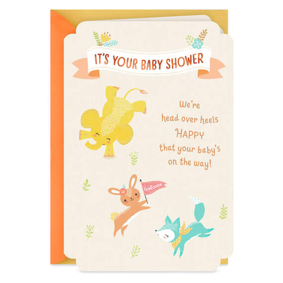 Head Over Heels Happy Baby Shower Card for New Baby