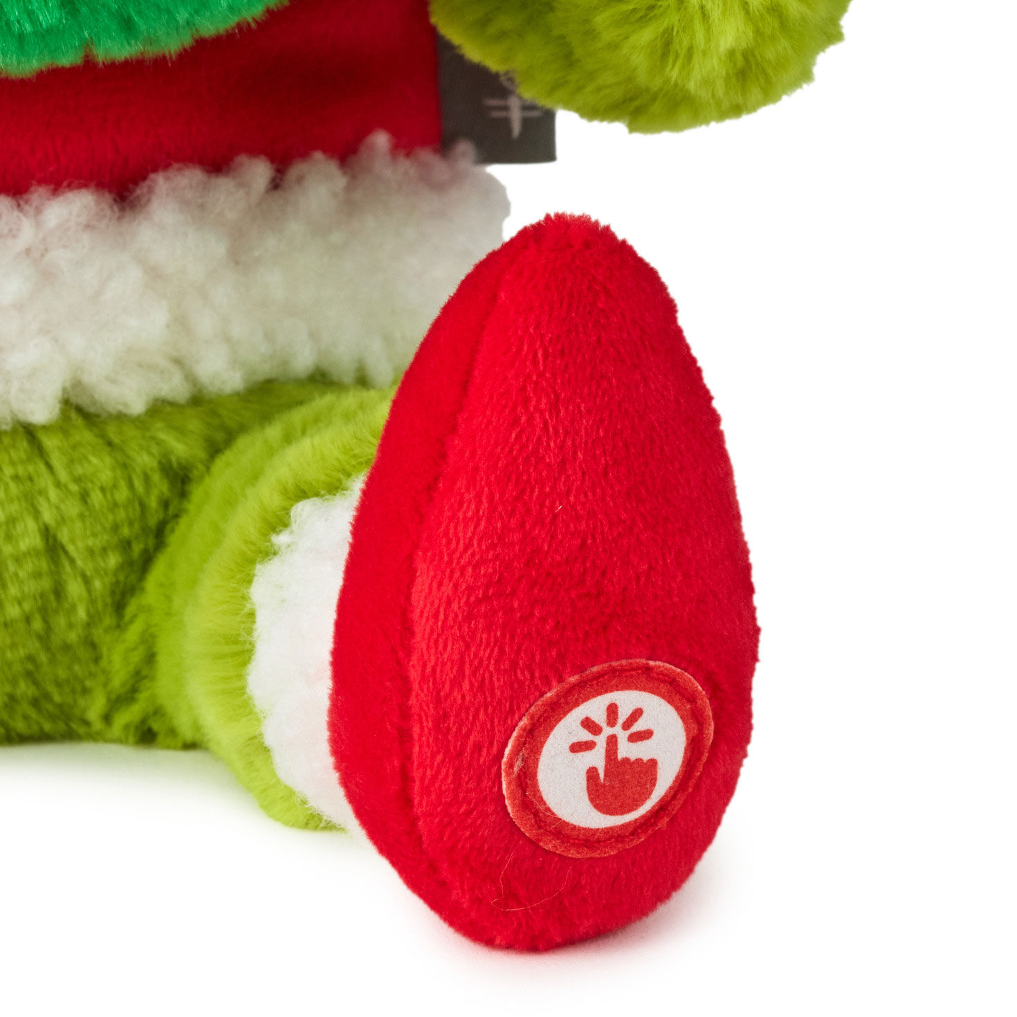 Plush Grinch Sitting in Christmas Wreath upclose detail image number 7