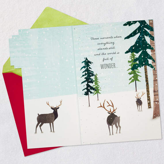 Peace Everywhere Deer in Snowy Forest Holiday Card, , large image number 4