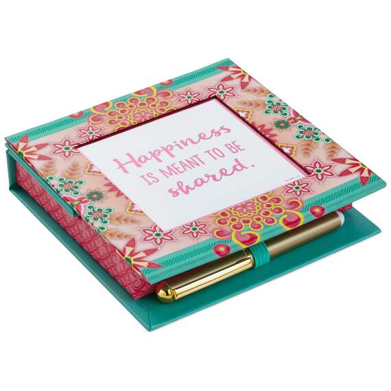 Catalina Estrada Pink and Teal Flowers Memo Holder With Pen and Frame, , large image number 2
