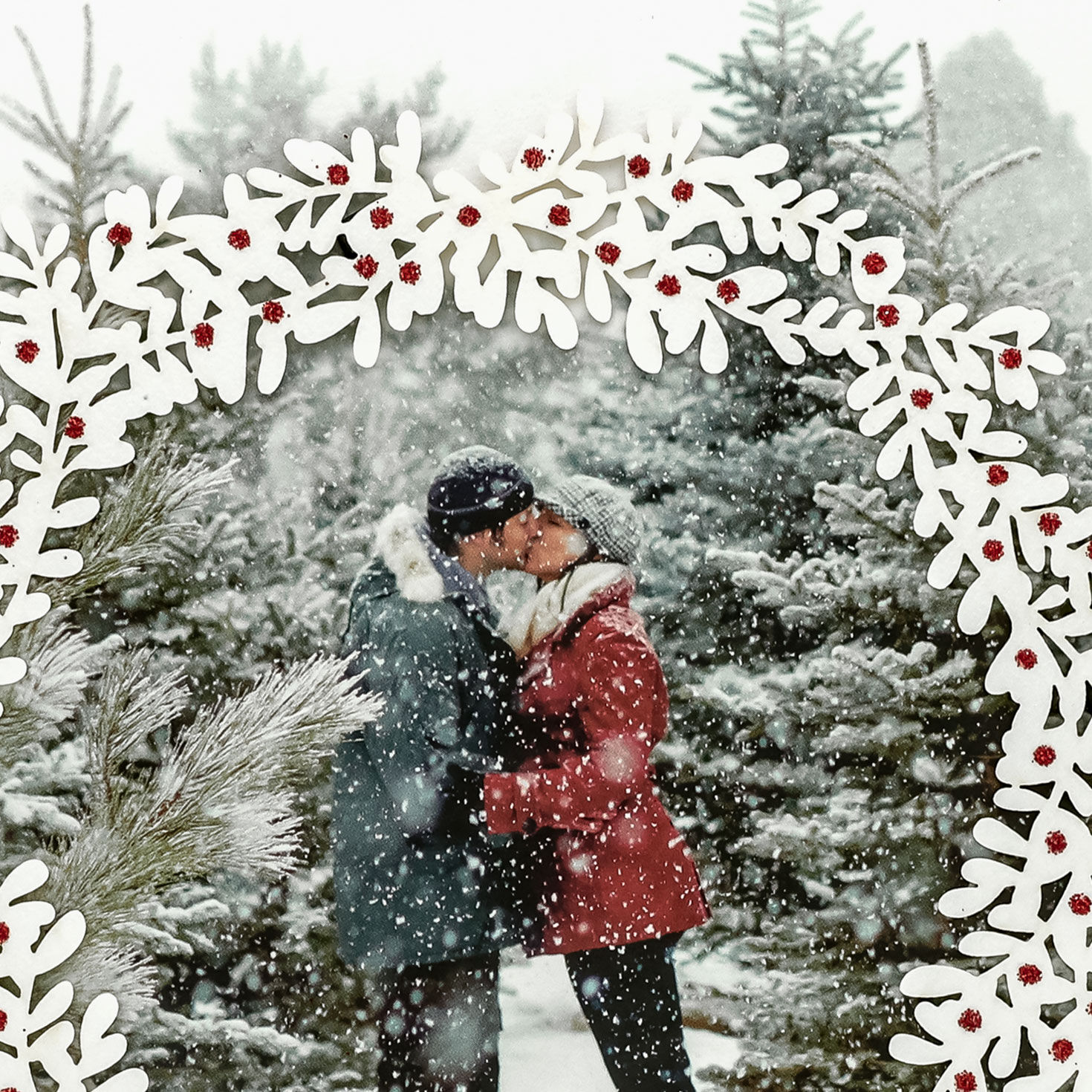 Wreath Romantic Love Religious Christmas Card Card Front Detail image number 5