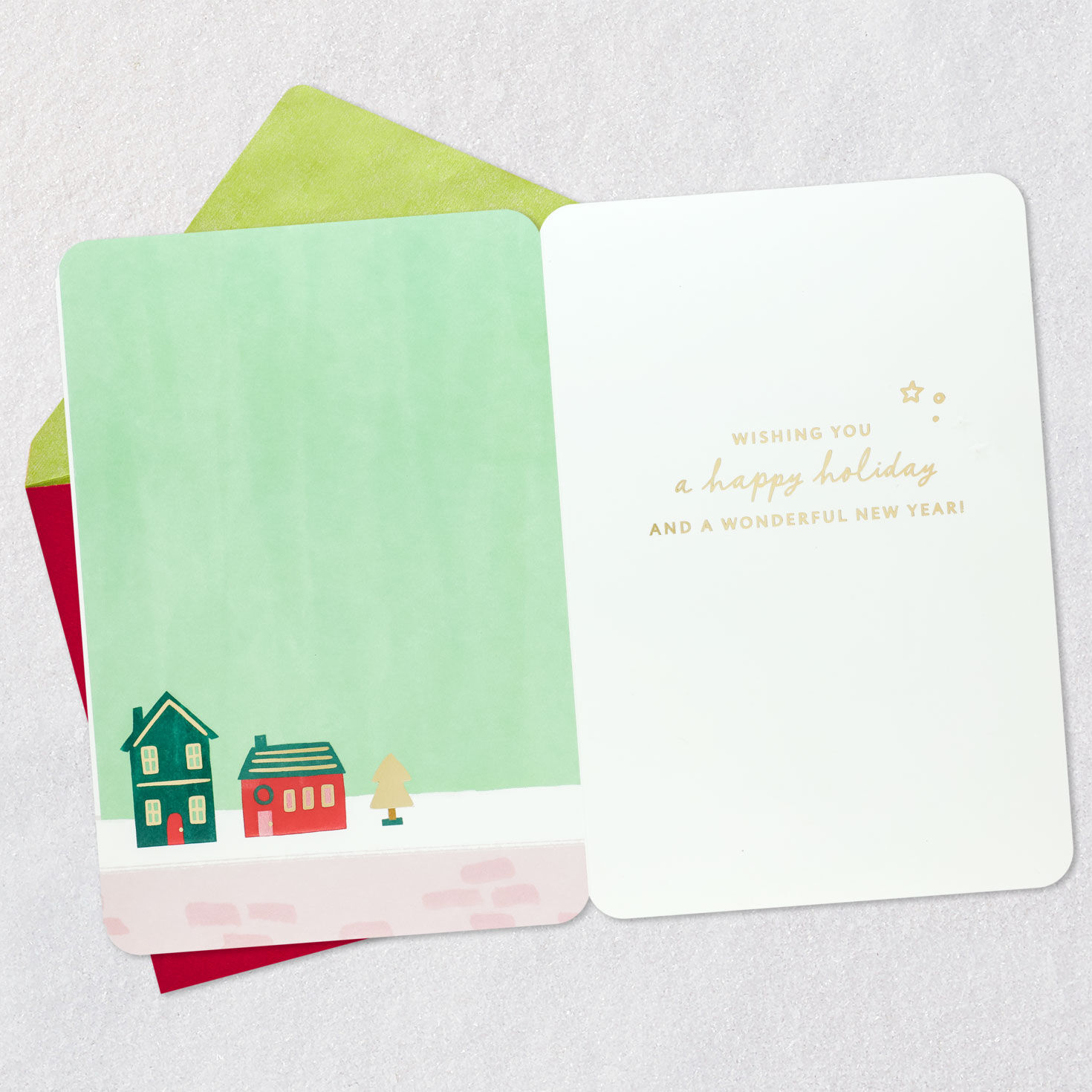Red and Pink Flowers in House Vase Christmas Card Open card with envelope image number 3