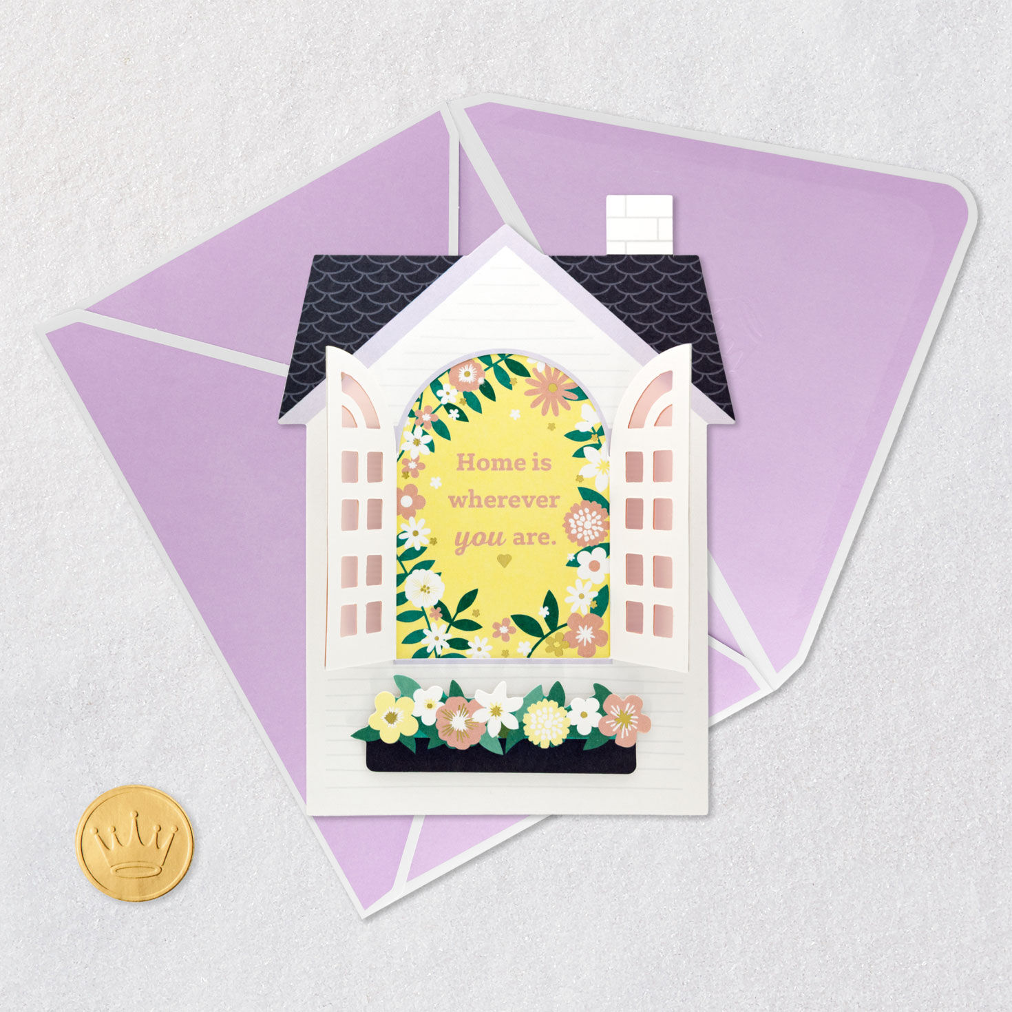 Home and Windows Paper Craft Mother's Day Card Card Front with Envelope and Gold Seal image number 5
