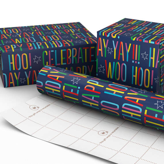 Colorful Happy Birthday Wishes Wrapping Paper, 20 sq. ft., , large image number 3