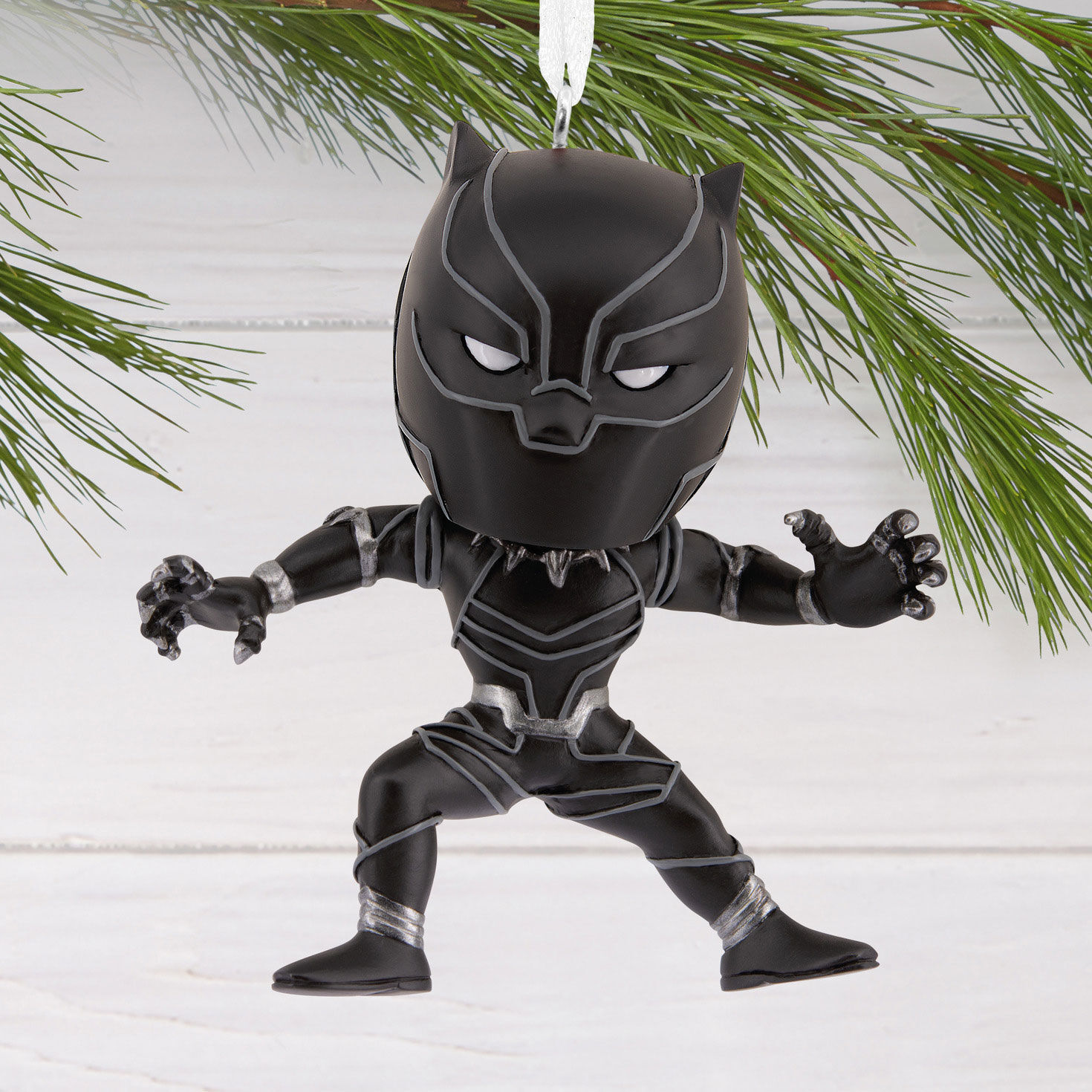 Black Panther Stylized Christmas Ornament hanging on tree image number 2