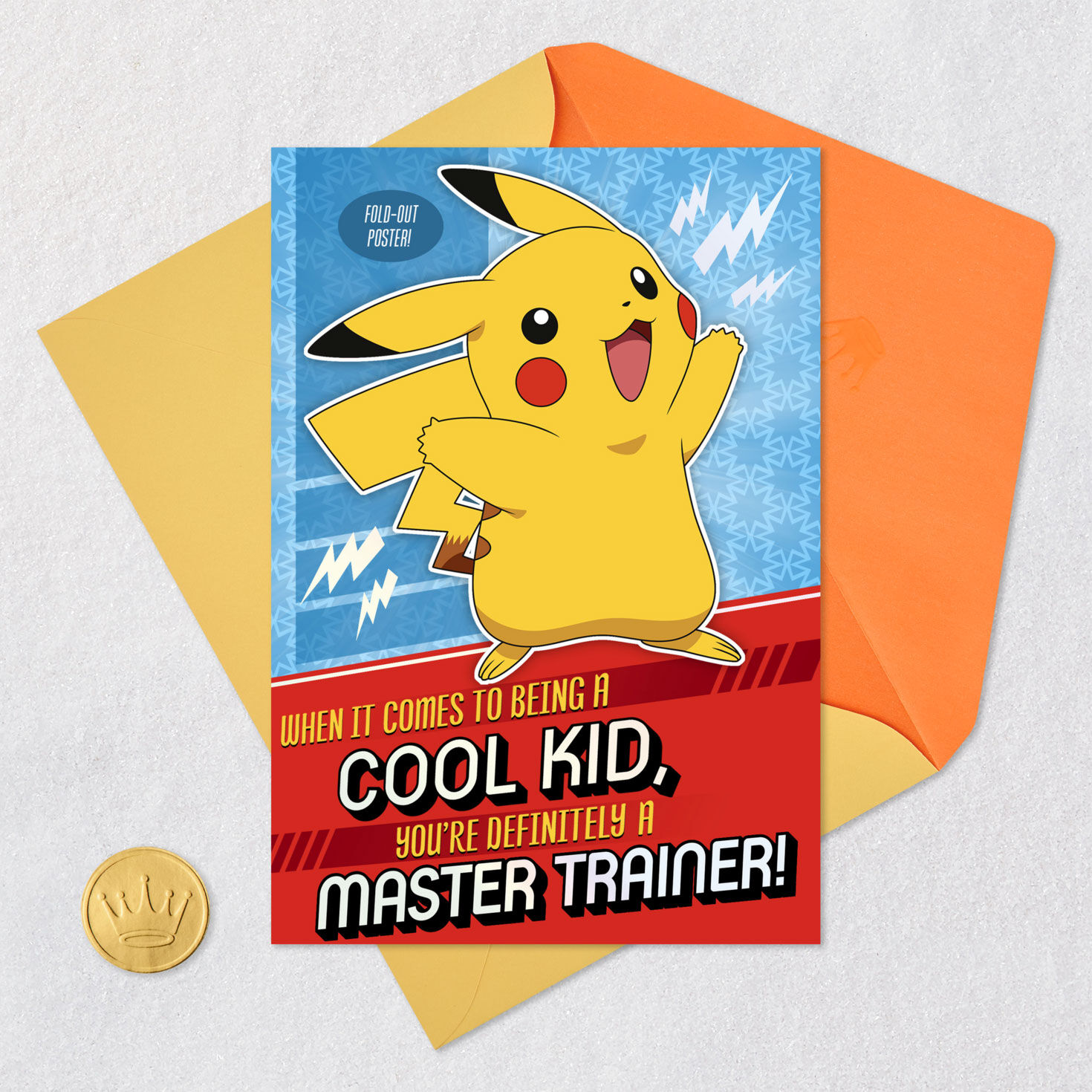 Pok&eacute;mon Birthday Card for Kids With Fold-Out Poster Card Front with Envelope and Gold Seal image number 7