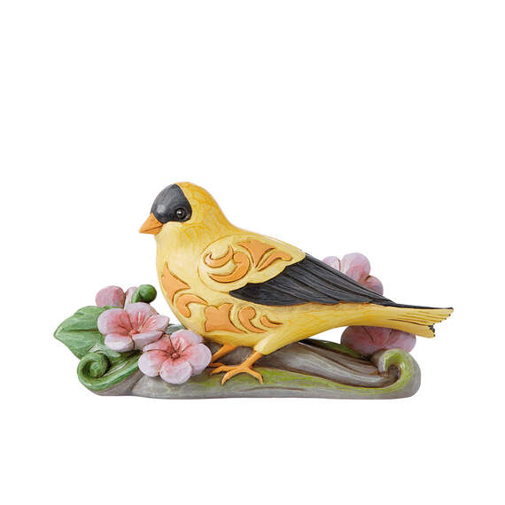 Jim Shore Goldfinch With Spring Flowers Figurine, 3.5"