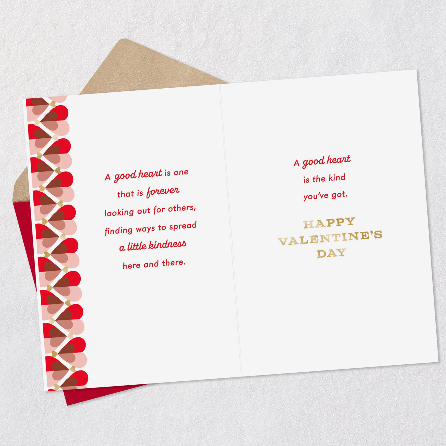 Gold and Red Heart Valentine's Day Card for Son Open card with envelope image number 4