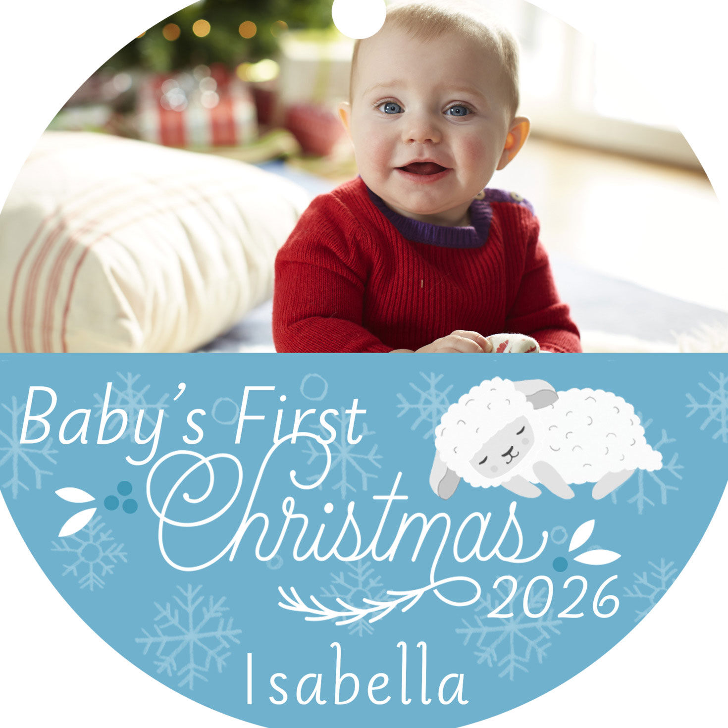 Round Baby's 1st Personalized Ornament closeup view image number 5