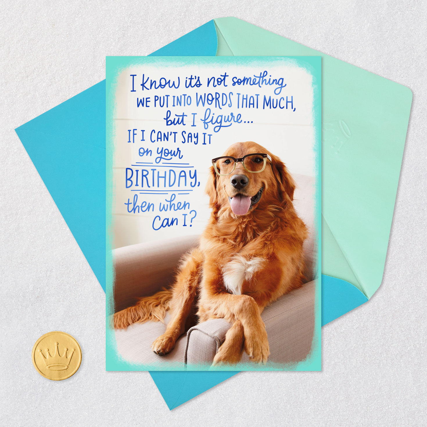 Charming Dog in Glasses Birthday Card for Friend Card Front with Envelope and Gold Seal image number 5