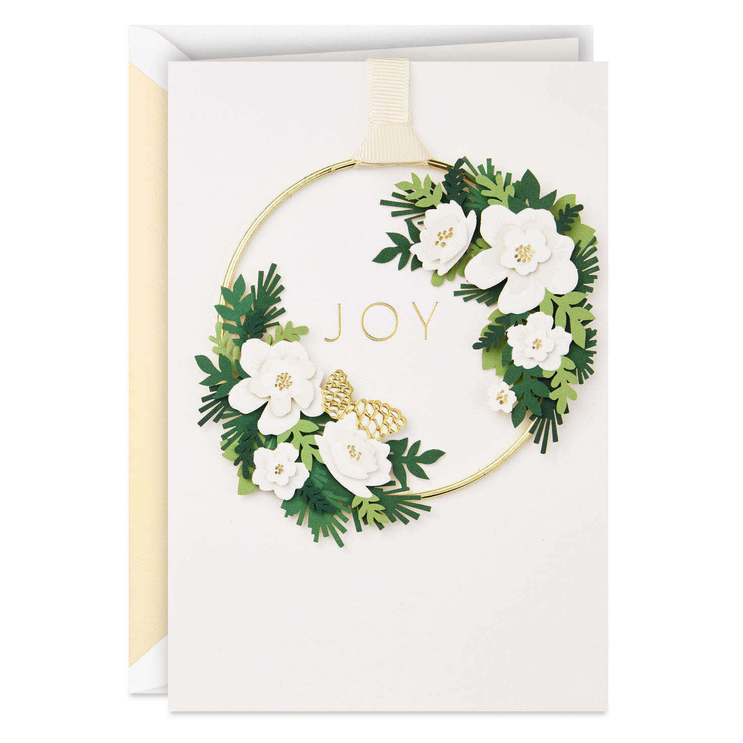Elegant Florals 3D Pop-Up Christmas Card With Wreath