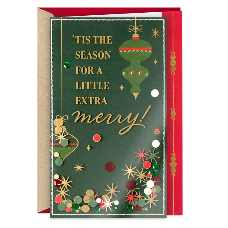 A Little Extra Merry, Vintage Ornaments Christmas Card