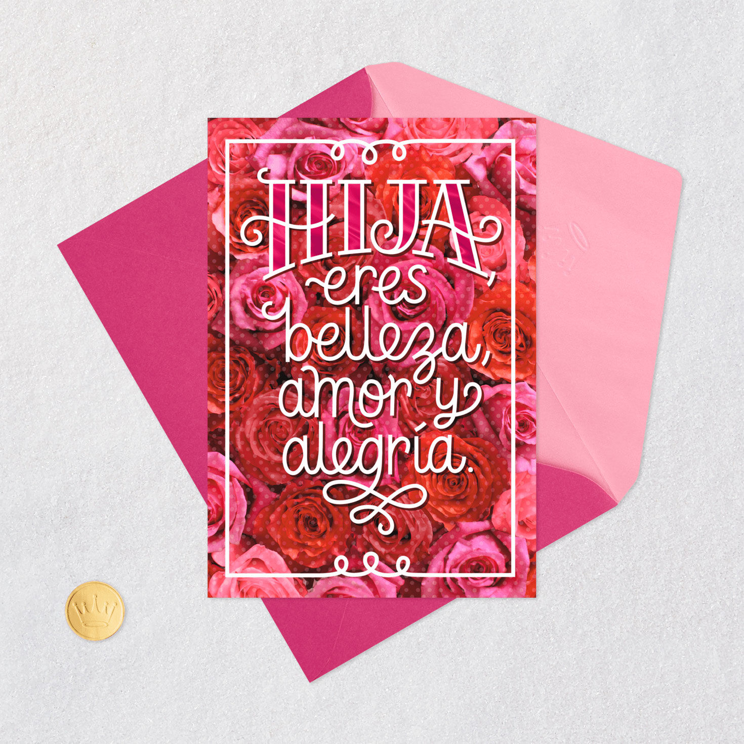 Roses Spanish Mothers Day Card Daughter Card Front with Envelope and Gold Seal image number 5