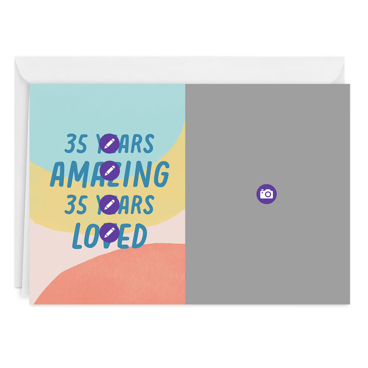 Personalized Color Waves Birthday Photo Card  image number 3