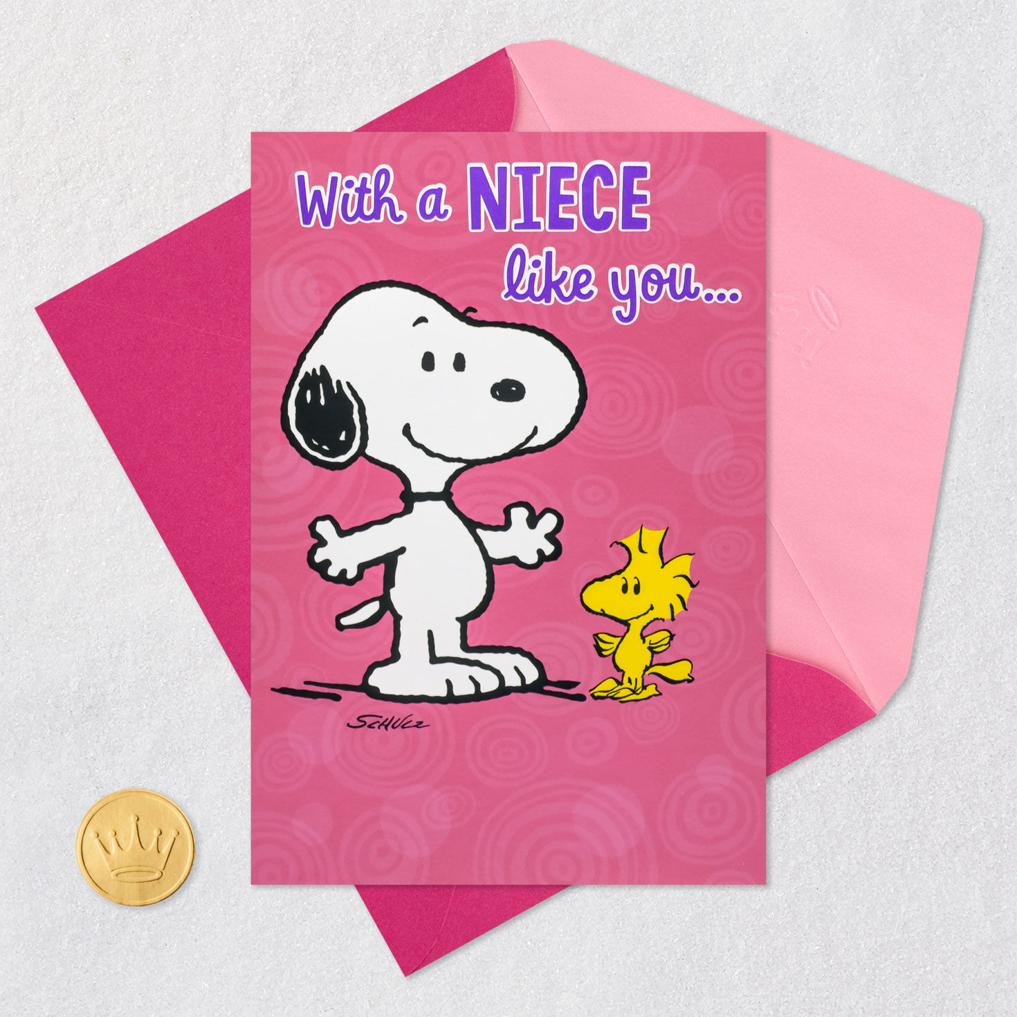 Peanuts Snoopy Pop-Up Birthday Card for Niece Card Front with Envelope and Gold Seal image number 5