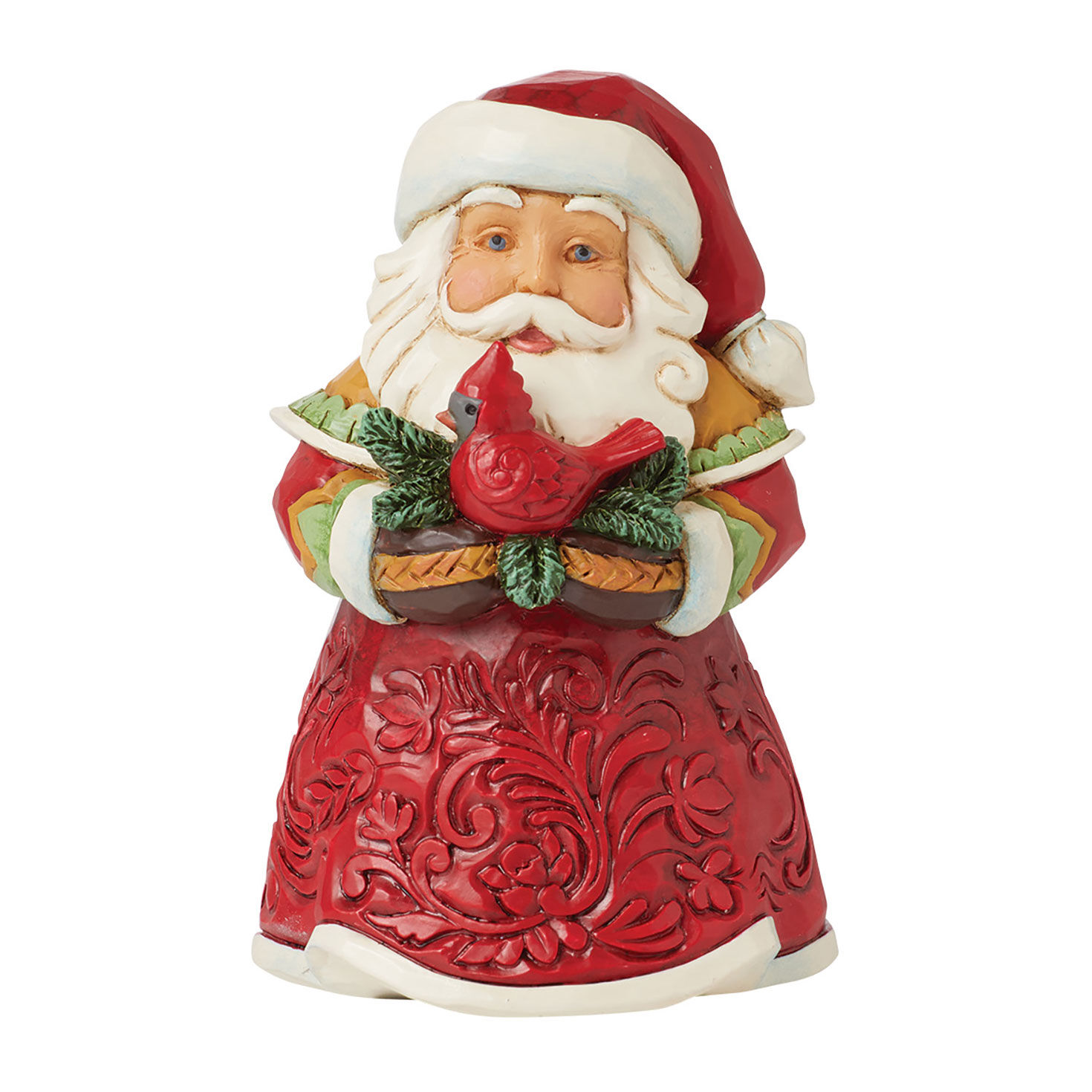 Jim Shore Santa With Cardinal Mini Figurine, 3.5"