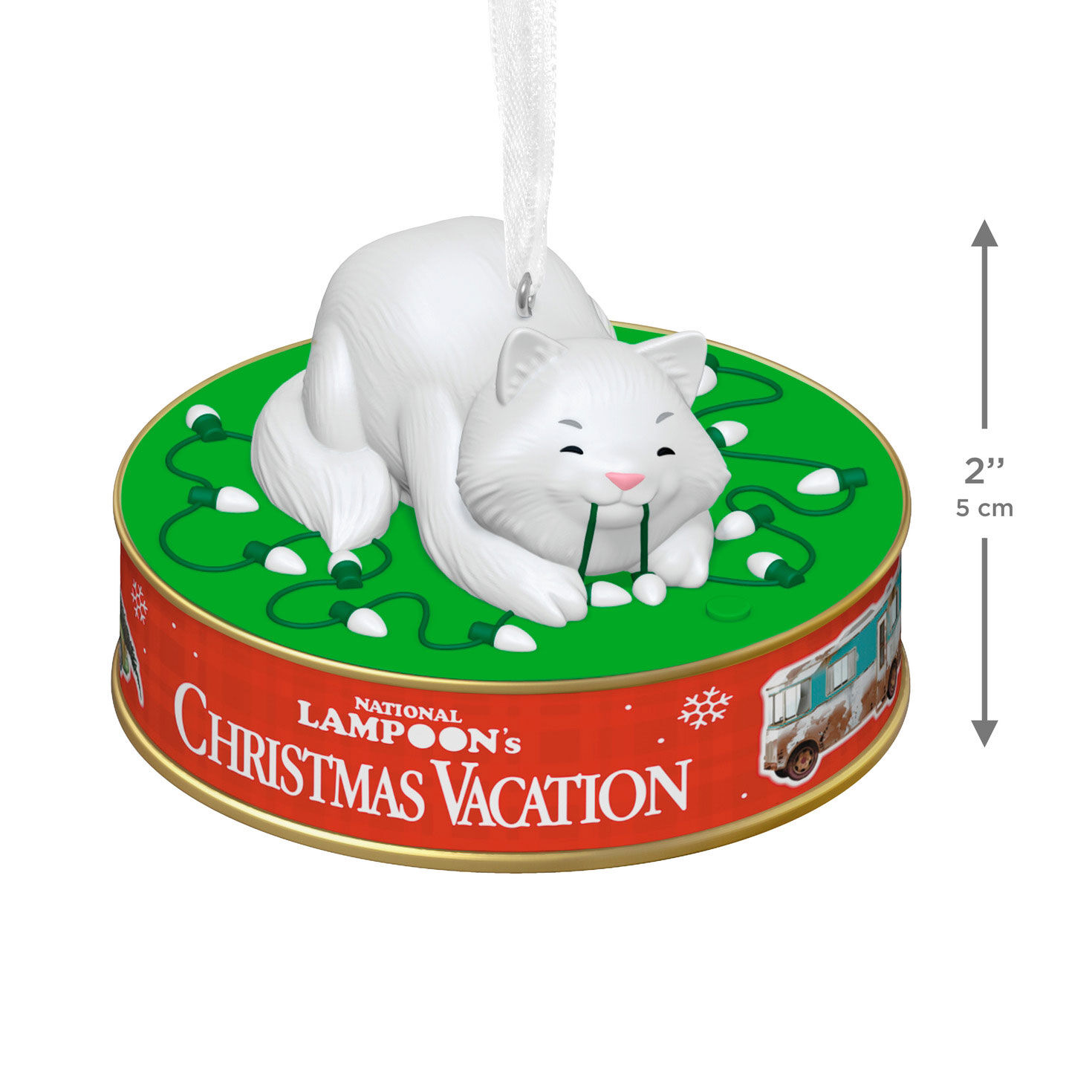 Cat Biting String Lights Keepsake Ornament measurement image number 3