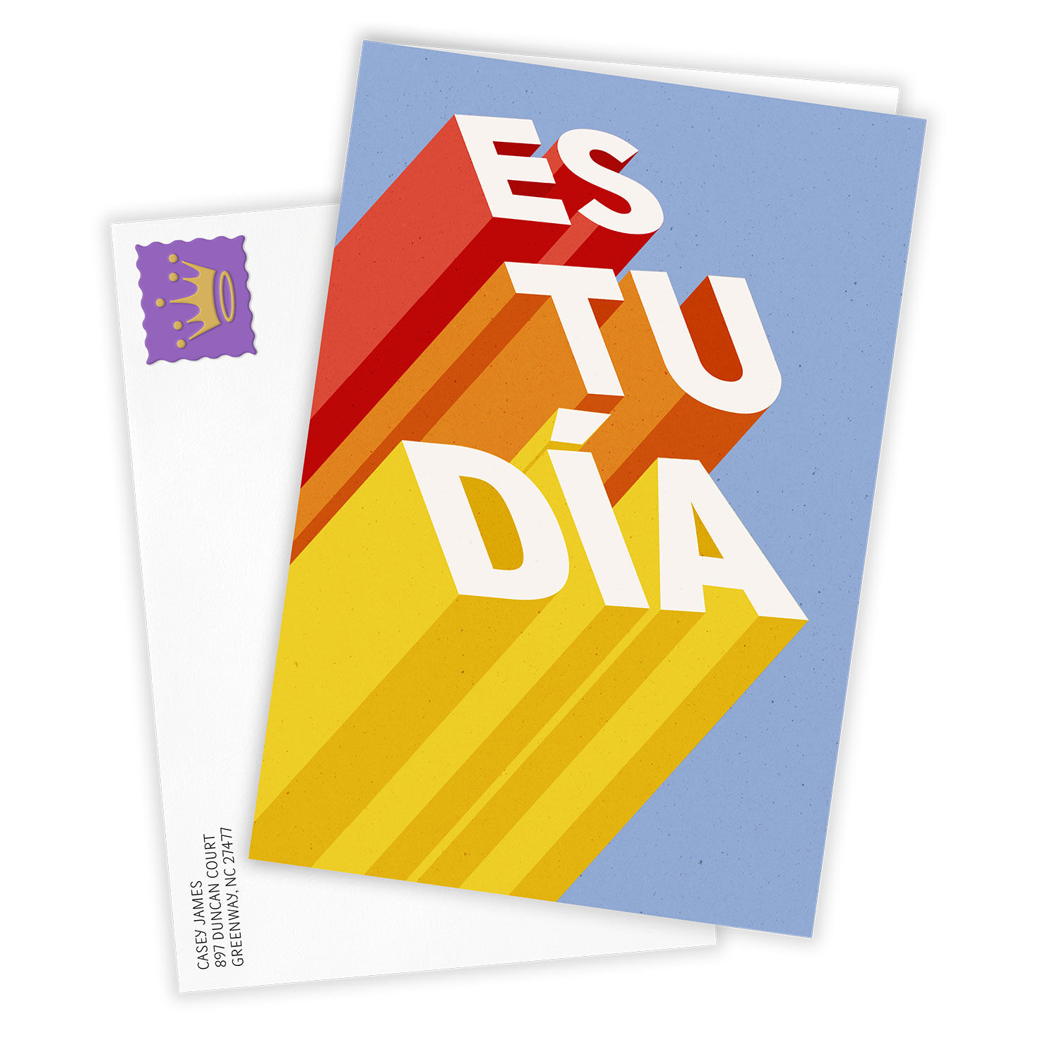 Red Orange Yellow Letters Spanish Personalized Card Card Front with Envelope image number 2