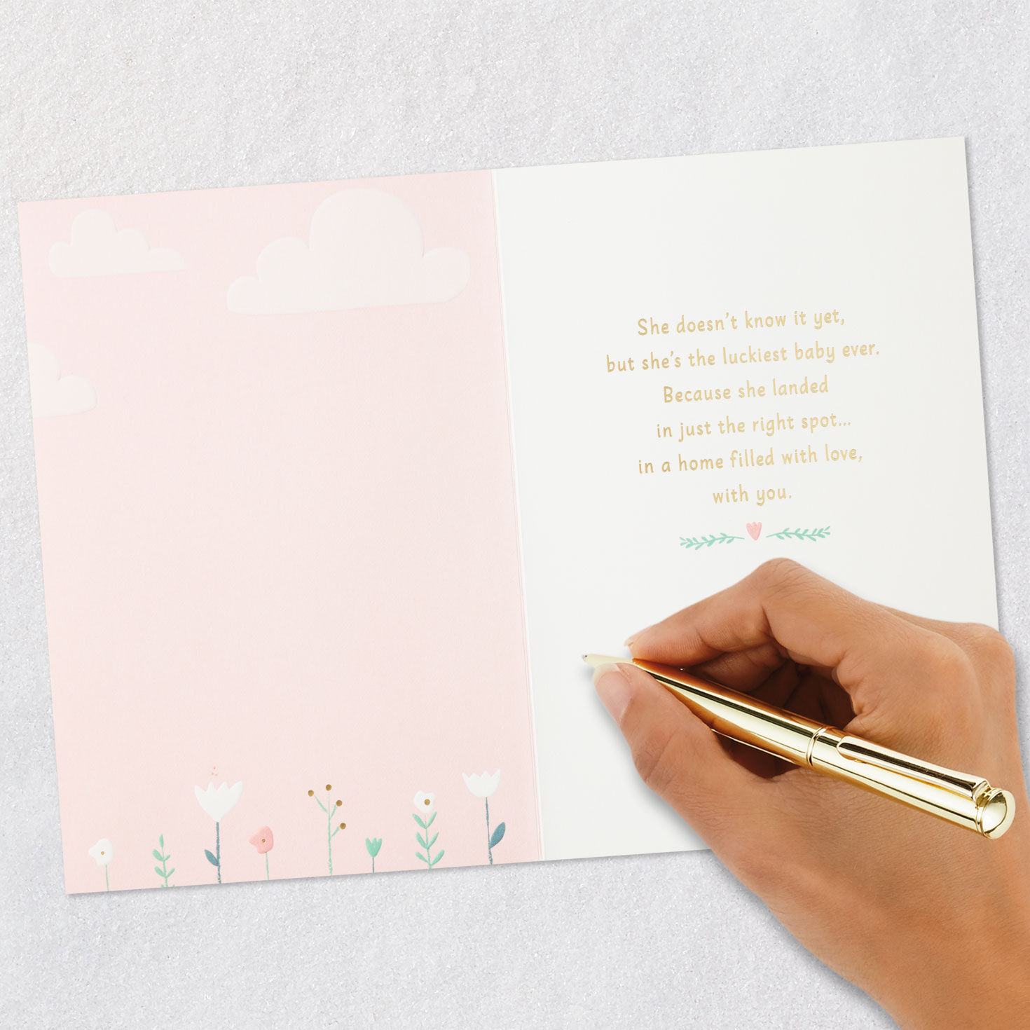 Baby Girl Hot Air Balloon New Baby Card Signing card image number 6